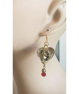 vampire fangs gold heart earrings halloween sequin dangles handmade goth jewelry - £3.23 GBP