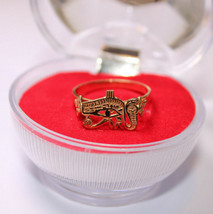 Egyptian Engraved Eye Of Horus Ring Gold 18K Stamped Pharaonic 3 Gr all sizes - $377.98