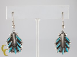 Sterling Silver Turquoise Dangle Earrings with Hooks Nice! - $3,294.57 MXN