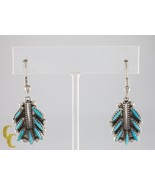 Sterling Silver Turquoise Dangle Earrings with Hooks Nice! - $245.60 CAD