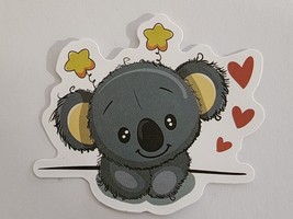 Cartoon Koala Bear with Stars Out of Head and Hearts Sticker Decal Embellishment - $2.30