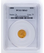 1888 G$1 Gold Indian Princess Graded by PCGS as MS63! Great US gold Dollar - $32,955.67 MXN