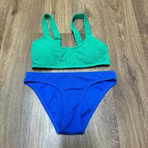 Xhilaration Womens Crinkle Texture Green Blue Bikini Swim Suit 2PC Size ... - $21.78