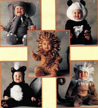 Toddlers Skunk Lion Monkey Elephant Panda Halloween Costume Sew Pattern S4 - $13.99