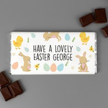 Personalised Chocolate Bar Easter Bunny &amp; Chick Gift Milk Chocolate - $7.99