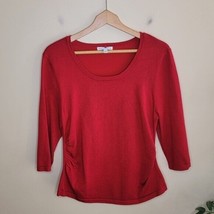 Notations | Red Side Ruched Pullover Lightweight Knit Sweater Size large - £19.05 GBP