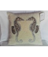 New Costal Collections Beaded Seahorses Throw Pillow Aquatic Ocean Pearl... - £38.91 GBP