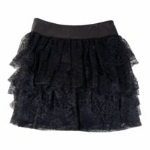 Robert Rodriguez Straight Ruffled Layered Lace Skirt Size 6 Black Lamb L... - $37.39