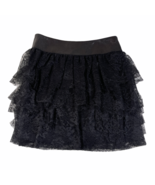 Robert Rodriguez Straight Ruffled Layered Lace Skirt Size 6 Black Lamb L... - £29.34 GBP