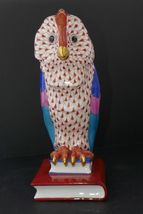 Herend Fishnet Owl on Books Medium Handpainted Porcelain Figurine 5104 H... - $599.99