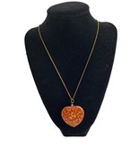Tajan Co Heart Shaped Painted Stone Pendant Sun Necklace Rhinestones Cel... - $18.81