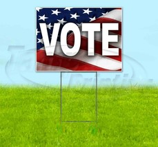 VOTE 18x24 Yard Sign Corrugated Plastic Bandit Lawn AMERICAN FLAG - $31.49+