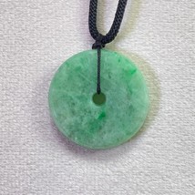 Green Disc Jade Pendant Necklace, Protection Necklace, Lucky Jade Pendant Neckla - $3,800.00