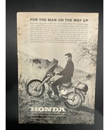 1964 Honda Motorcycle Print Ad 6” x 9” B&amp;W - For the Man on the Way Up - $101.02 MXN