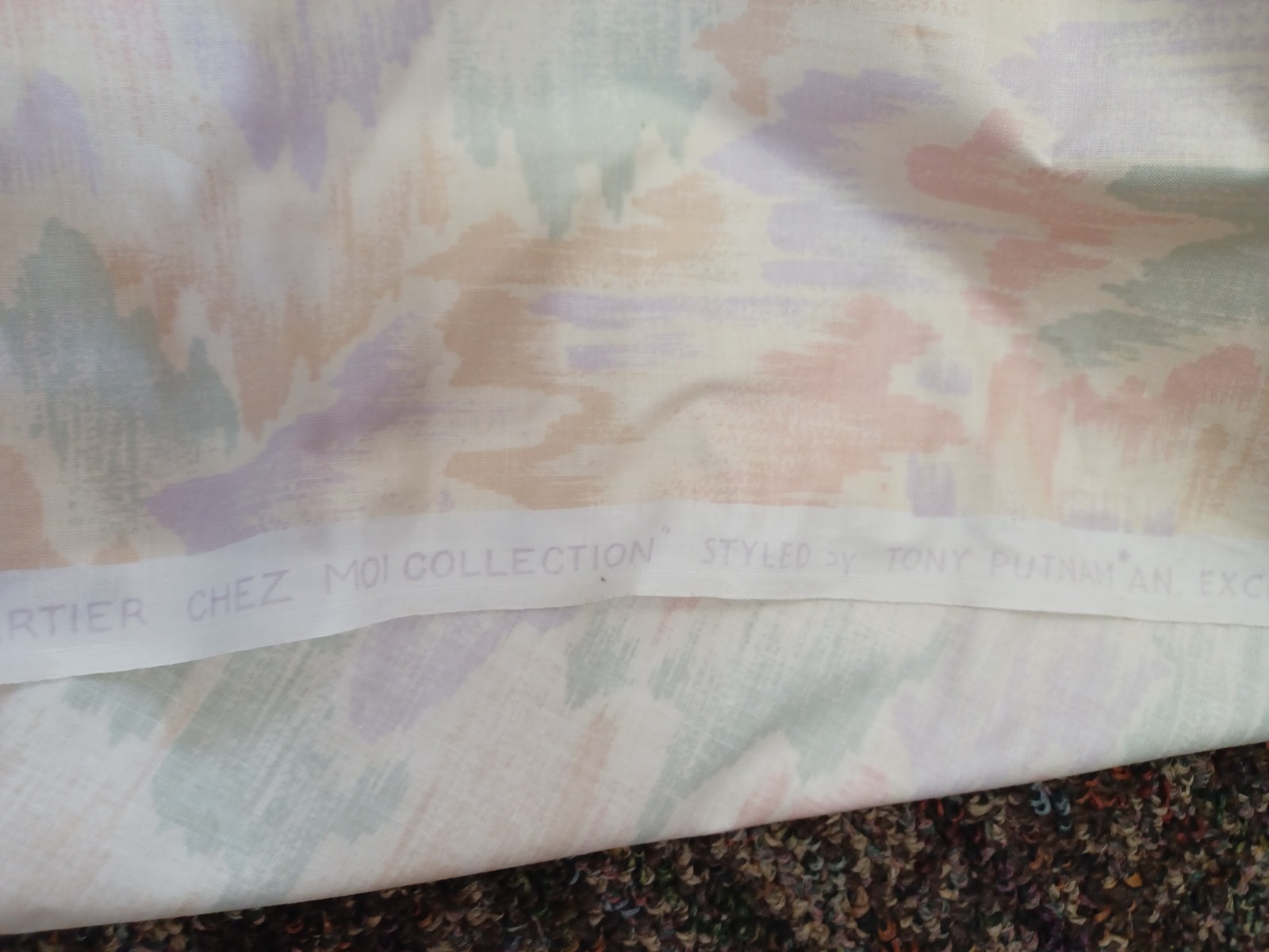 Vtg Shumacher Screen Print Cotton Fabric 80's Pastel Cartier Chez Moi Collection Item image 5