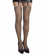 Angelique Womens Plus Size Durable Black Fishnet Stockings with Unfinish... - $11.95