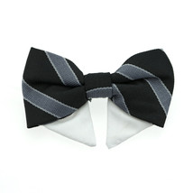 Formal Wear Black and Silver Stripe Bow Tie with Hook &amp; Loop Wraps - 2 S... - $190.55 MXN