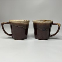 Mc Coy Usa Drip Glaze D-Handle Brown Coffee Mug Set Of 2 Vtg Mcm - £13.35 GBP