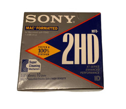 Sealed 10-Pack Sony 3.5&quot; Micro Floppy Disks - MFD-2HD- Mac Formatted  - $24.99