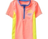 NWT Gymboree Colorblock Neon Coral Pink Short Sleeve Rashguard Swim Shir... - $10.99