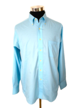 Chaps  Shirt Men&#39;s Size Large 16-16.5 Classic Blue Button Front Long Sleeve - £10.05 GBP