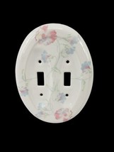 Oval White Porcelain Light Switch Cove Light Floral Pink Blue - £9.14 GBP