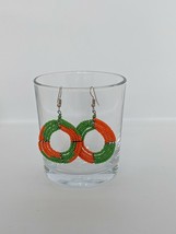 Colorful Masai Handmade Beaded Beads Earrings Orange &amp; Green Jewellery Earrings - £6.64 GBP
