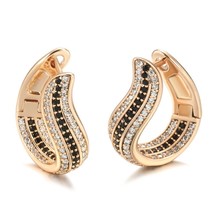 Luxury Natural Black Zircon Earrings for Women Vintage Bride Wedding Earrings 58 - £11.45 GBP