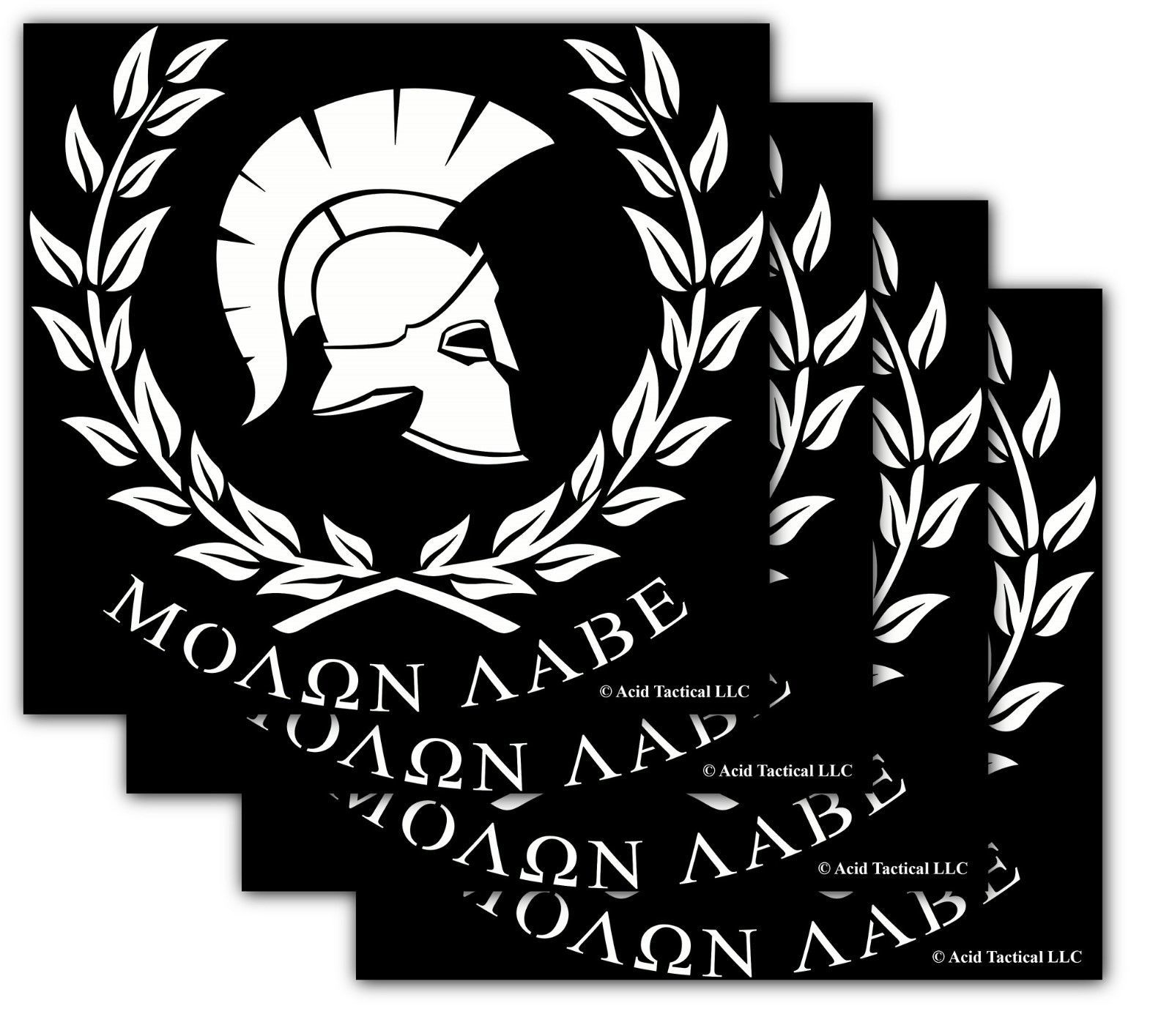 Window Decal Sticker 8&quot; ΜΟΛΩΝ ΛΑΒΕ MOLON LABE Vinyl Car Truck  4PK WHITE - $14.99
