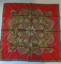 Vtg Hammura Acetate Satin Paisley Square Scarf 1960&#39;s 70&#39;s Hand Rolled edges - £15.80 GBP