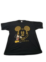 Vintage 90&#39;s Mickey Mouse Florida T-Shirt Men&#39;s XL Velva Sheen Disney Tee Black - £6.93 GBP