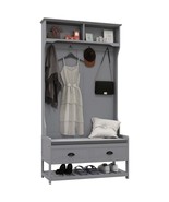 3-in-1 Hall Tree w/ Storage &amp; Seat - Gray - $377.47 CAD
