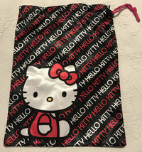 2012 Sanrio HELLO KITTY 12&quot; X 16&quot; Drawstring Travel Accessory Tote Bag Siky feel - £11.55 GBP