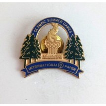 Vintage Olympic Summer Games International Paper Lapel Hat Pin - £9.48 GBP