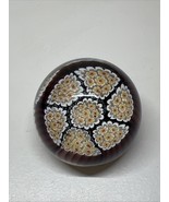 MURANO? ITALY PURPLE W/WHITE &amp; YELLOW FLOWERS RED CENTERS MILLEFIORI PAP... - $32.07 CAD