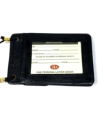 Vertical ID Identification Card Holder Badge Pocket Neck Strap Black Lea... - £11.09 GBP