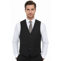 Men's Renoir Suit Vest V-neck Adjustable Strap 5Button 2Pockets 201-1 Black image 4