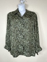 Josephine Chaus Women Plus Size 20 (1X) Green Animal Print Silk Button-Up Shirt - £13.19 GBP
