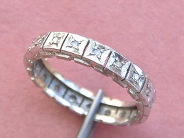 ANTIQUE .40ctw DIAMOND PLATINUM 5mm ETERNITY BAND RING 1940 UNIQUE size ... - $1,276.11