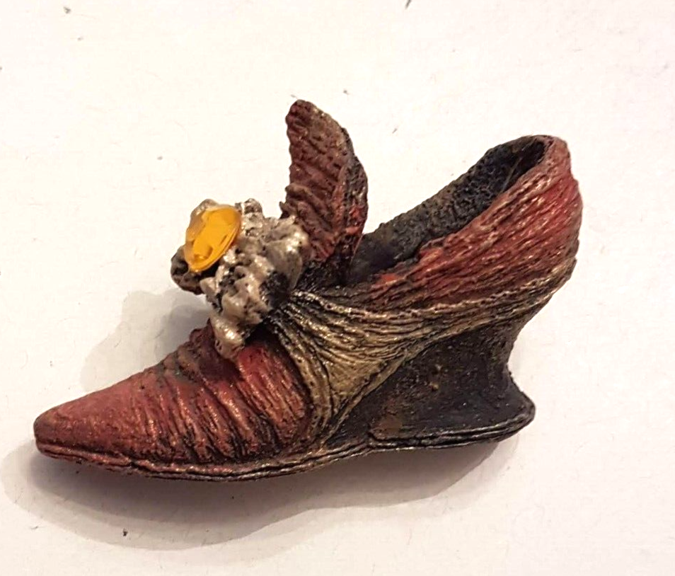 Resin Lapel Pin NOVELTY Antique Red Shoe VTG Plastic Collectible Fashion... - $14.79