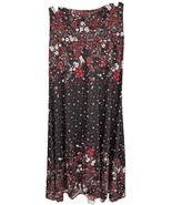 NEW LuLaRoe Medium Black Red White Gray Dainty Floral Knit Maxi Skirt Dress - $42.56