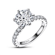 ANZIW 925 Sterling Silver 4CT Round Cut Ring for Women 6 Prongs Simulated Diamon - £37.74 GBP