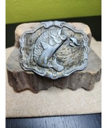 Vintage Bass Fisherman Cast Aluminum Silver Brass Tone Belt Buckle USA - €20,01 EUR