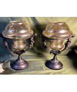 Decorative Brass Bronze Metal Figural Compote Dish Candle Holder Frames ... - $264.39 CAD