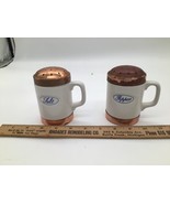 Vintage Baker Hart &amp; Stuart White Ceramic With Copper Tops Salt &amp; Pepper... - $27.15 CAD