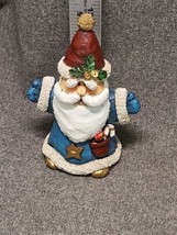 Vintage Santa in Blue Fur Coat Red Hat Resin Christmas Figurine 5&quot; - £7.42 GBP