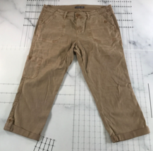 Level 99 Linen Pants Womens 30 Brown Pockets Cropped Relaxed Fit Loose - £20.94 GBP