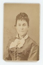 Antique CDV Circa 1870s Lovely Woman Wearing Dress &amp; Earrings Emerson Lowell, MA - £7.46 GBP