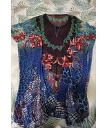 Alberto Makali Multi-Color &amp; Multi-Print Tunic Kaftan Top Beach Dress Sz M - $50.80 CAD