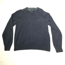 Tommy Hilfiger Sweatshirt Sweater Mens M Navy Blue Crew Neck Cotton Flag Logo - £9.83 GBP